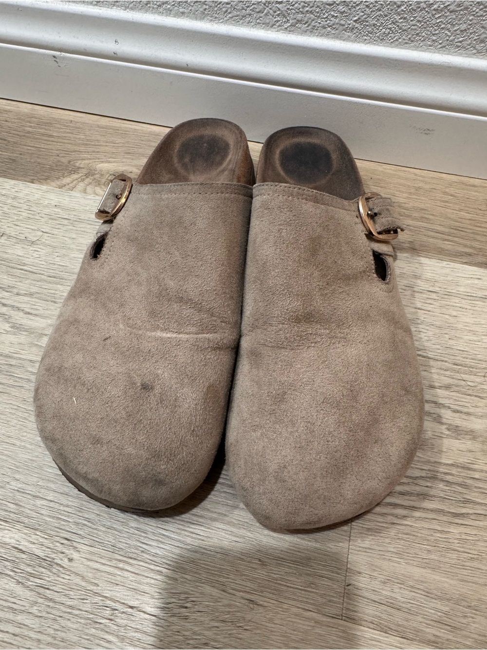 Time and Tru Taupe Suede Slip-On Loafers with Buckle